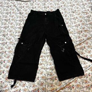 Black denim cargo pants